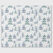 Folk Art Winter Fox & Trees Cadeaupapier (Vlak)