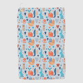 Folk Art Woodland Animal Pattern Golfhanddoek (Voorkant)