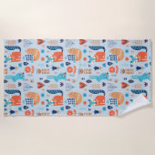 Folk Art Woodland Animal Pattern Strandlaken (Voorkant)