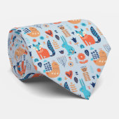 Folk Art Woodland Animal Pattern Stropdas (Opgerold)