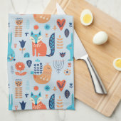 Folk Art Woodland Animal Pattern Theedoek (Quarter Fold)