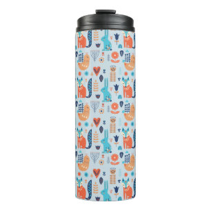 Folk Art Woodland Animal Pattern Thermosbeker
