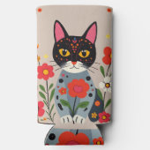 Folk Art Zwarte kat en bloemen gepersonaliseerd (Achterkant)