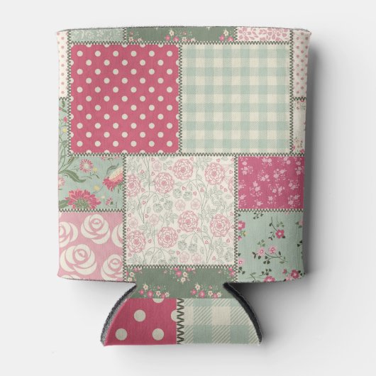 Folk bloemen patchwork, pastel quilt. blikjeskoeler (Voorkant)
