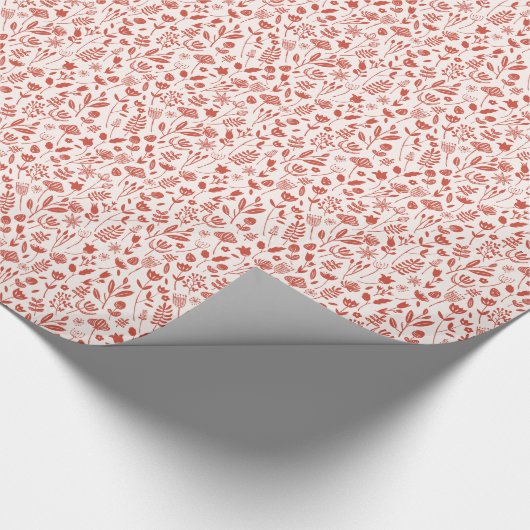 Folk Botanical Print Cadeaupapier (Hoek)