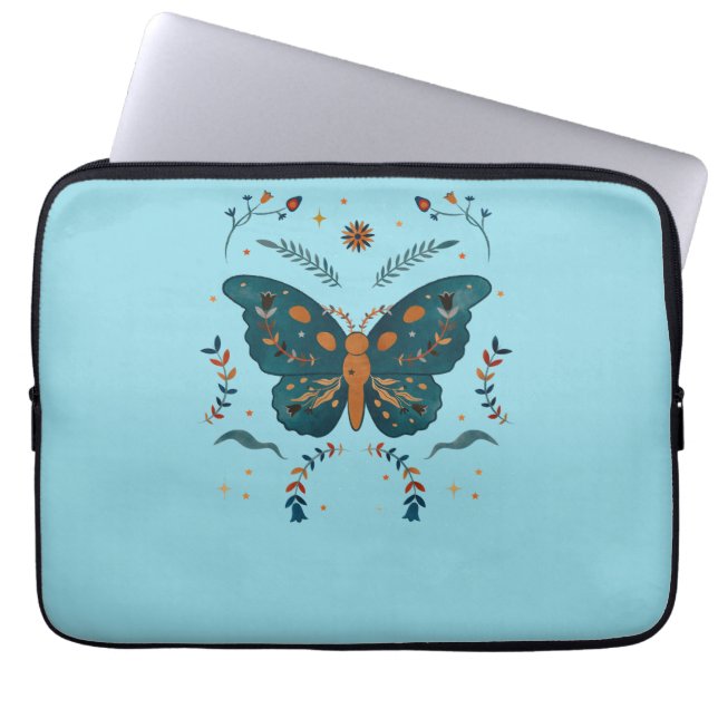 Folk Butterfly Slim Laptop Sleeve (Voorkant)