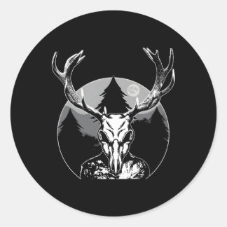 Folk Creature Moon Wendigo Forest Halloween Crypti Ronde Sticker