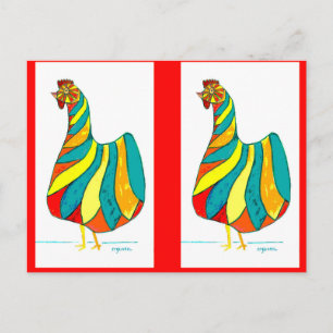 Folk Dancer Hen x2 Briefkaart