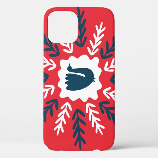 Folk Doodle Art Kerst Tegel Case-Mate iPhone Case (Achterkant)