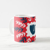 Folk Doodle Art Kerst Tegel Koffiemok (Voorkant links)