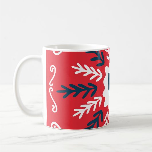 Folk Doodle Art Kerst Tegel Koffiemok (Links)