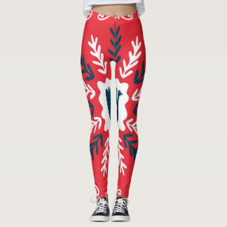 Folk Doodle Art Kerst Tegel Leggings