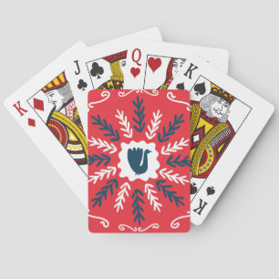 Folk Doodle Art Kerst Tegel Pokerkaarten