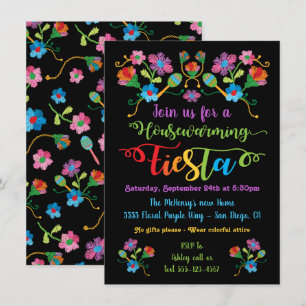 Folk Embroidery Mexican Fiesta Housewarming party Kaart
