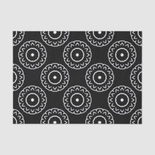 Folk Ethnic Black en White Geometric Pattern Tissuepapier