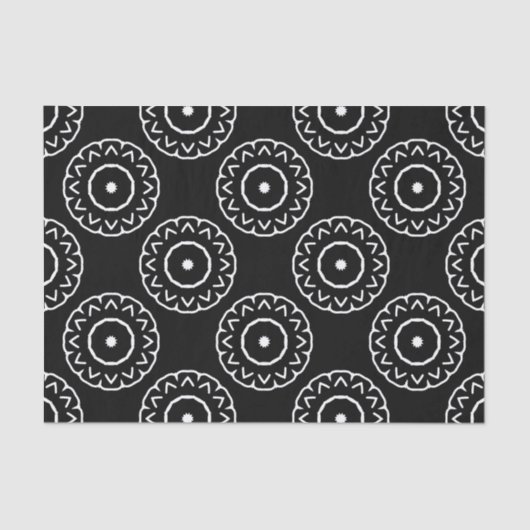 Folk Ethnic Black en White Geometric Pattern Tissuepapier (Voorkant)