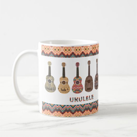 Folk Ethnic Motif géométrique Ukulele Mug (Gauche)