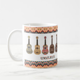 Folk Etnisch Geometrisch Patroon Ukulele Mok