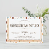 Folk Fall Leaves Friendsgiving Potluck Invitation Kaart (Staand voorkant)