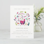 Folk Farm Floral Birdie Premier Invitation Communi (Debout devant)