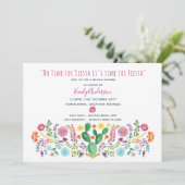 Folk Fiesta Bruidsfeest Uitnodiging Waterverf Cact (Staand voorkant)