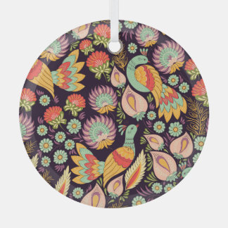 Folk Floral Birds Ornament