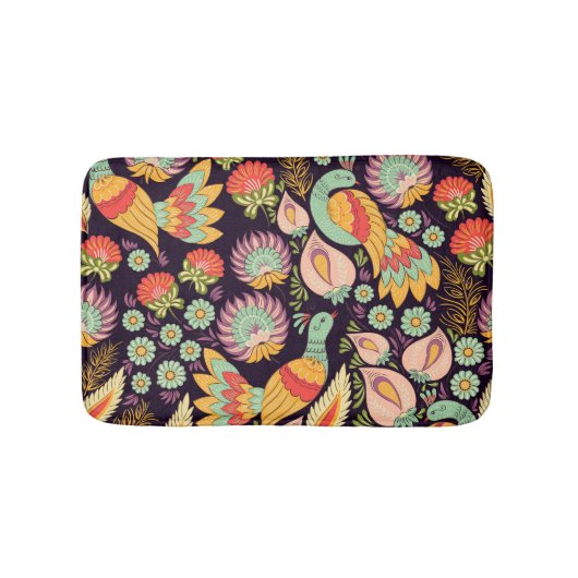  Folk Floral Birds Ornament Badmat (Voorkant)
