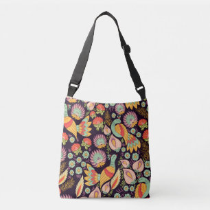 Folk Floral Birds Ornament Crossbody Tas