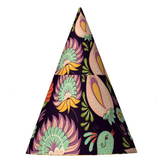  Folk Floral Birds Ornament Feesthoedjes