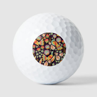 Folk Floral Birds Ornament Golfballen