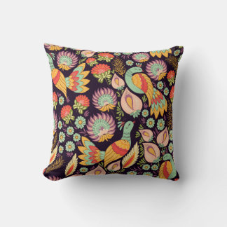 Folk Floral Birds Ornament Kussen