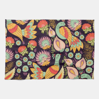  Folk Floral Birds Ornament Theedoek