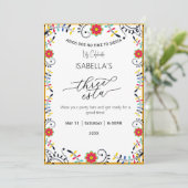 Folk Floral Mexicain Trois Esta Invitation Anniver (Debout devant)