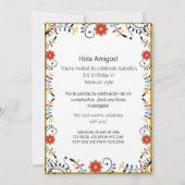 Folk Floral Mexicain Trois Esta Invitation Anniver (Dos)