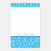 Folk Florals in Blauwe Aangepersonaliseerde Nota's Post-it® Notes (Voorkant)
