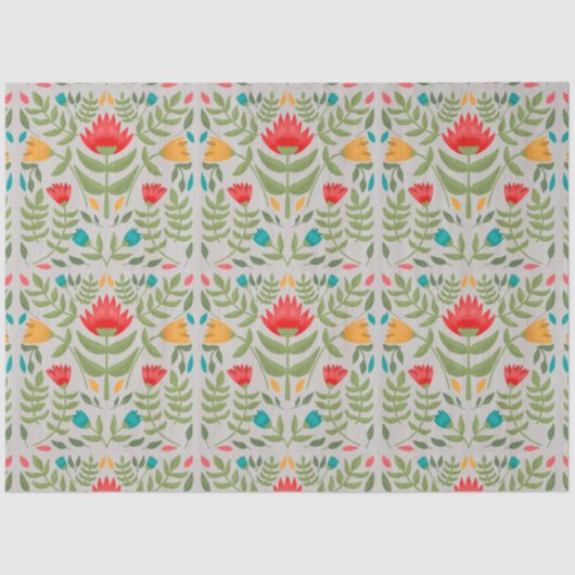 Folk Flowers Patroondepaginatpapier Tissuepapier (Voorkant)