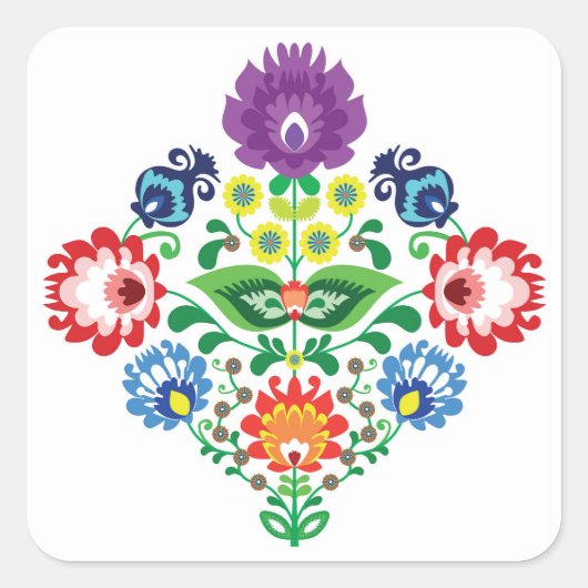 💓Folk geïnspireerde diamant Vierkante Sticker (Voorkant)