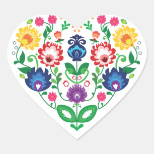 💓Folk geïnspireerde harten, Hart Sticker