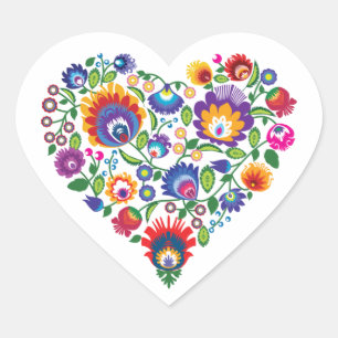 💜 💓 Folk geïnspireerde harten, hartsticker Hart Sticker