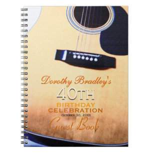 Folk Guitar 40th Birthday Personalized Guest Book Notitieboek