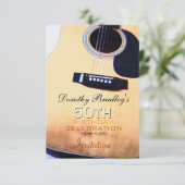 Folk Guitar 50th Birthday Celebration Invitation Kaart (Staand voorkant)