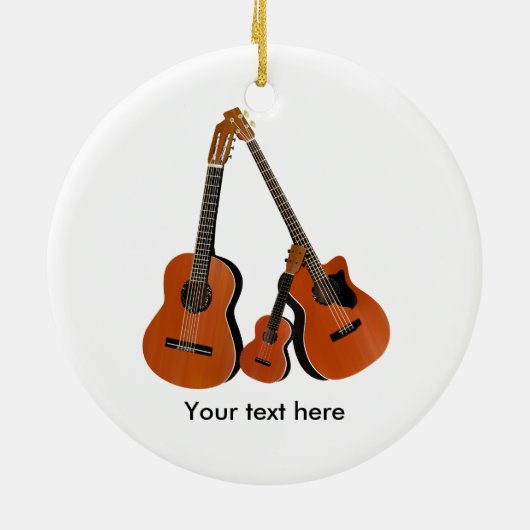 Folk Guitar Akoestische Bas en Ukulele Keramisch Ornament (Achterkant)