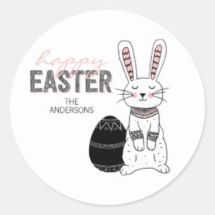 Folk Happy Paaster Bunny Rabbit Sticker