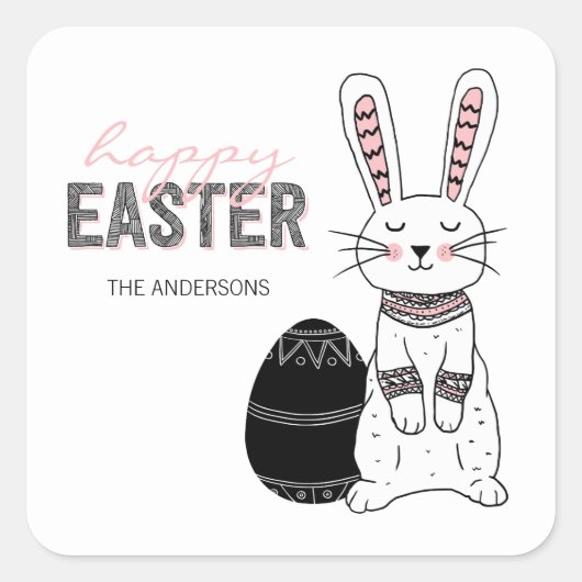 Folk Happy Paaster Bunny Rabbit Sticker (Voorkant)