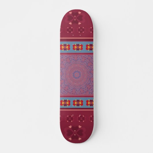 Folk Heart Motif et Blue Lace Skateboard (Devant)