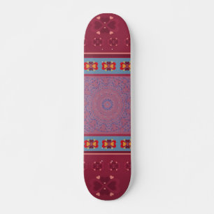 Folk Heart Pattern en Blue Lace Skateboard