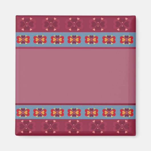 Folk Heart Pattern Magnet Magneet (Voorkant)