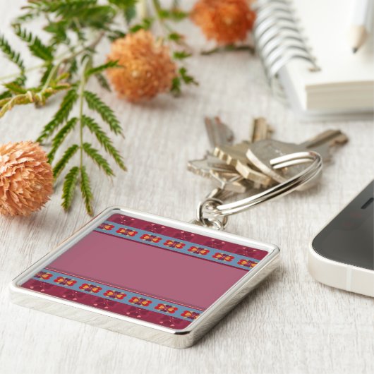 Folk Heart Pattern Sleutelhanger (Zijkant)