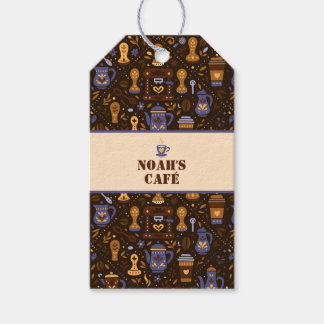 Folk koffie badge — cacao, karamel & leisteen cadeaulabel