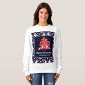 Folk Navy Red Kerstmis Bunny Floral Trui (Voorkant volledig)